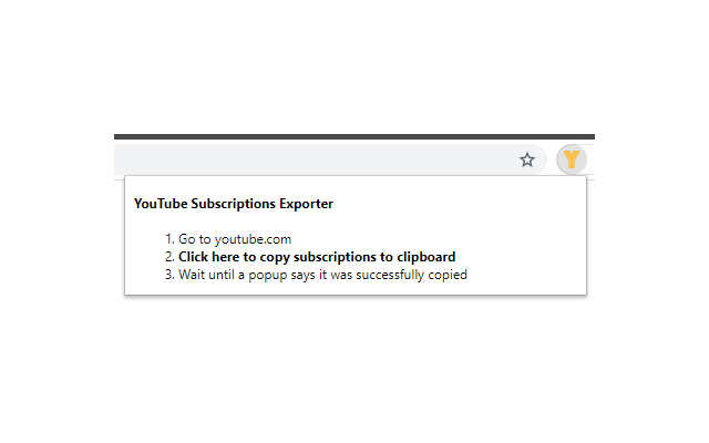 YouTube Subscriptions Exporter chrome extension