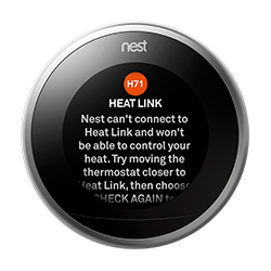 H71 error message on thermostat 