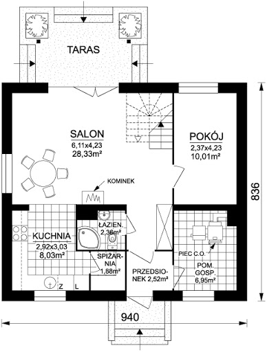 Modrzew 1 PS - Rzut parteru