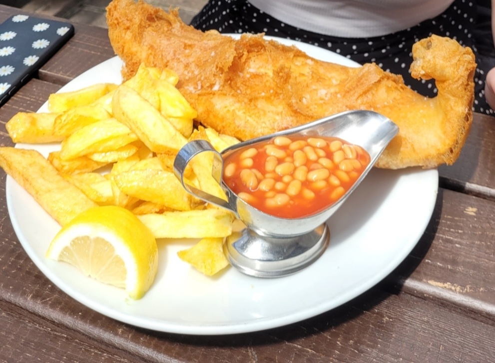 Jumbo fish and chips.. the photo does not do justice to how big this fish was!