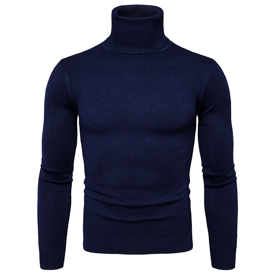 Winter Warm Basic Thermal Turtleneck Sweater Mens Solid Color Slim Fit Clothes Pullover Top