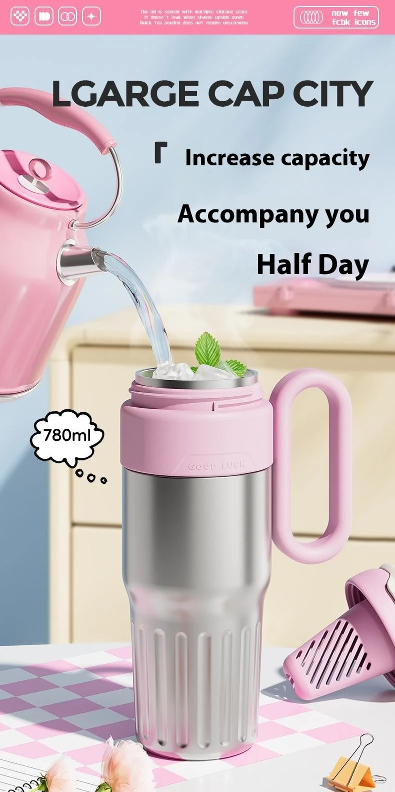 Title 16, 780ml Gradient Double Drink Thermal Cup Stainle...