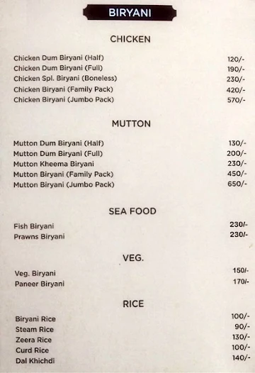 Shayaan's Kitchen menu 