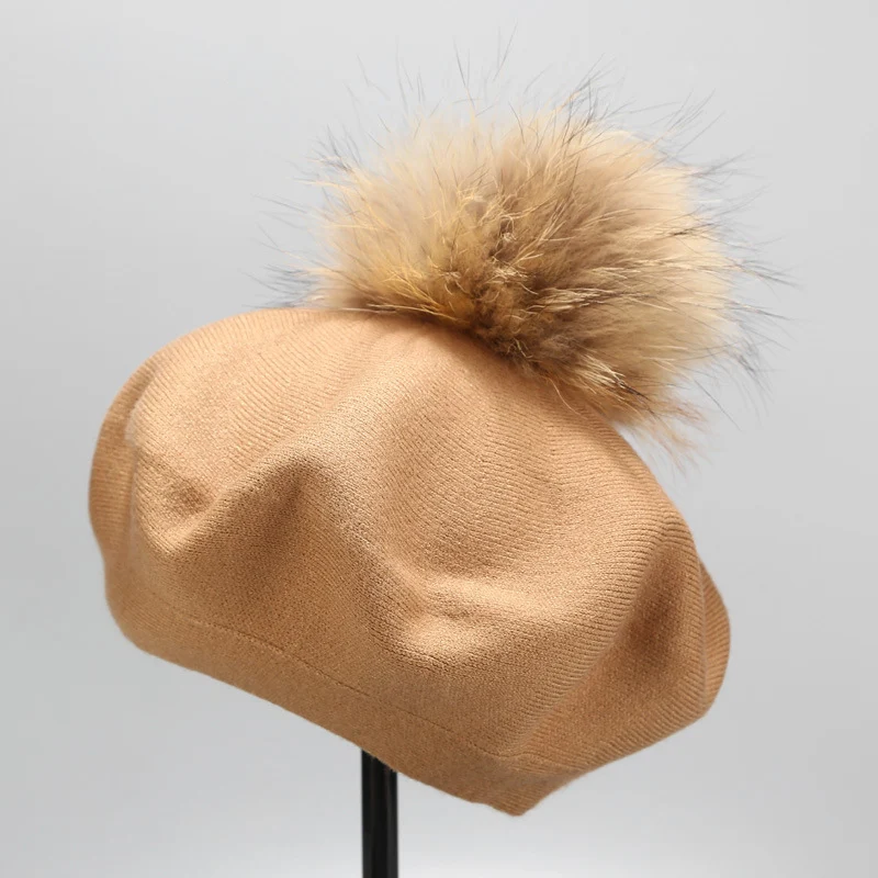 Boina Ins Nova com Bola de Cabelo Real para Mulheres. Chapéu de Inverno Elegante e Quente. Perfeito para um visual estiloso e confortável.