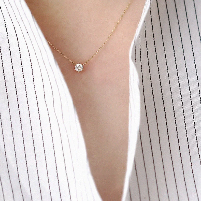 S925 Sterling Silver 14K Pozlaćenih Šest Kandži Soliter Ogrlica Niš Dizajn Lagani Luksuz Ženski Nakit Poklon