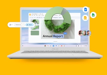 Google Slides esitystä muokataan Chromebookilla.