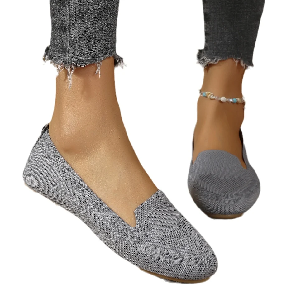 Damesmode ronde neus platte zool vliegend geweven schoenen. Lichtgewicht en comfortabel, perfect voor dagelijks gebruik en lange wandelingen.