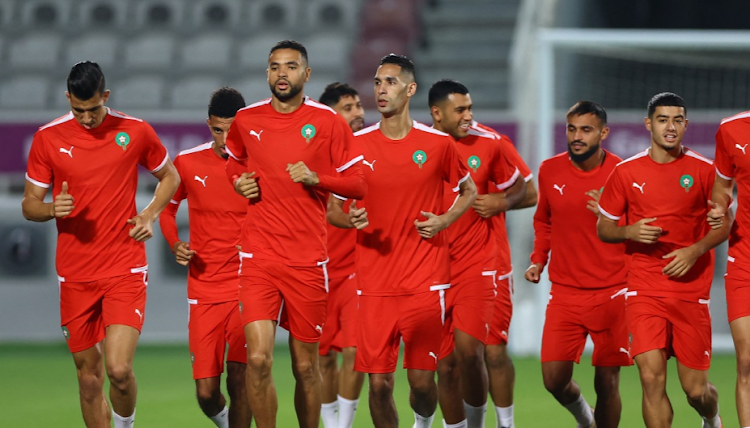 Morocco players during training. Picture: IBRAHEEM AL OMARI