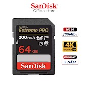 Thẻ Nhớ Sdxc Sandisk Extreme Pro 64Gb Uhs - I U3 Video 4K V30 Upto 200Mb/S (Cho Máy Ảnh)