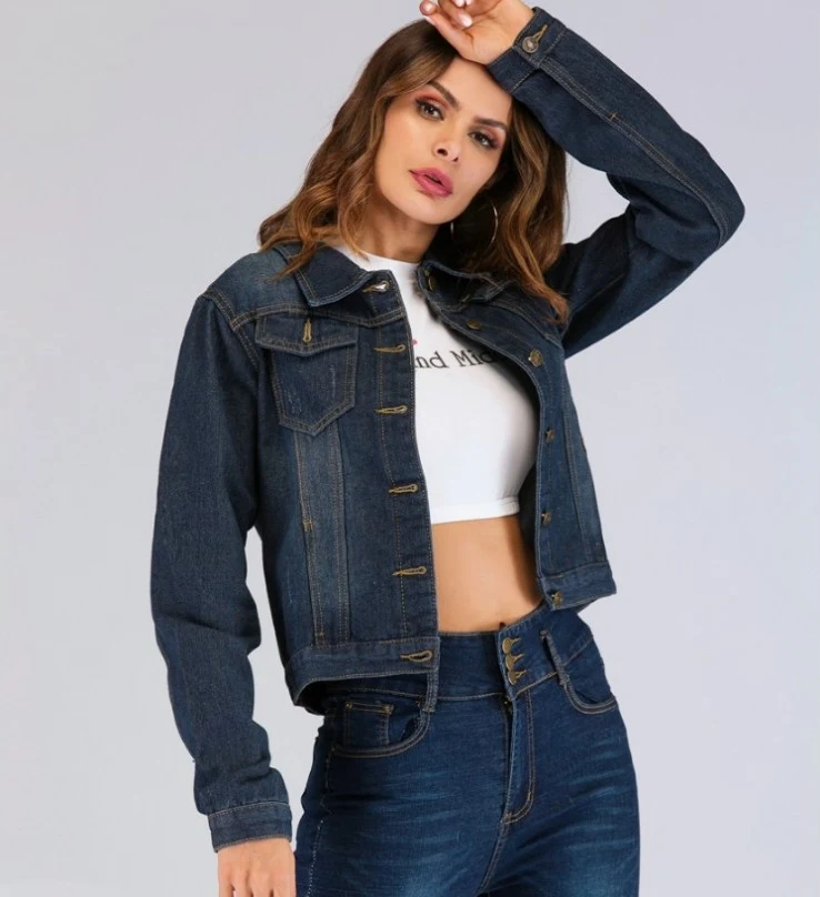 Jaqueta jeans slim feminina