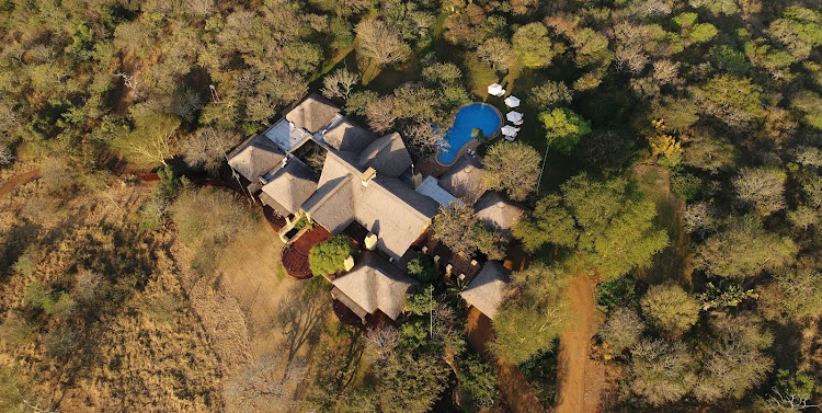 An aerial view of the award-winning Villa iZulu at Thanda Safari in northern KwaZulu-Natal.