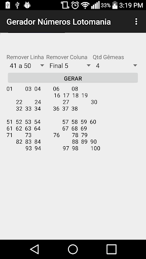 Gerador de Números Lotomania