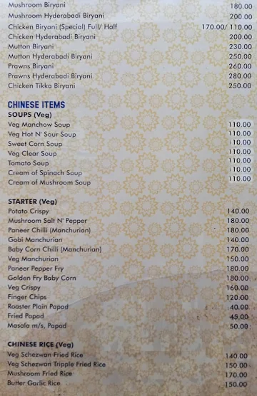 Sunrise Foods menu 