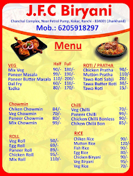 JFC Biryani menu 1