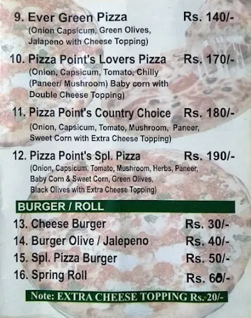 The Pizza Point menu 