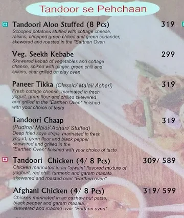 The Tandoori Tales menu 