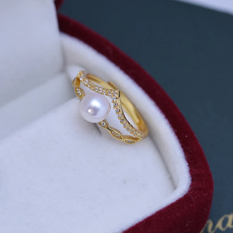 Freshwater Pearl Perfect Circle White Ring S925 Silver Adjustable. Elegant, timeless design with a perfect freshwater pe