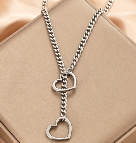 Title 2, Cuban Adjustable Heart Shaped Necklace