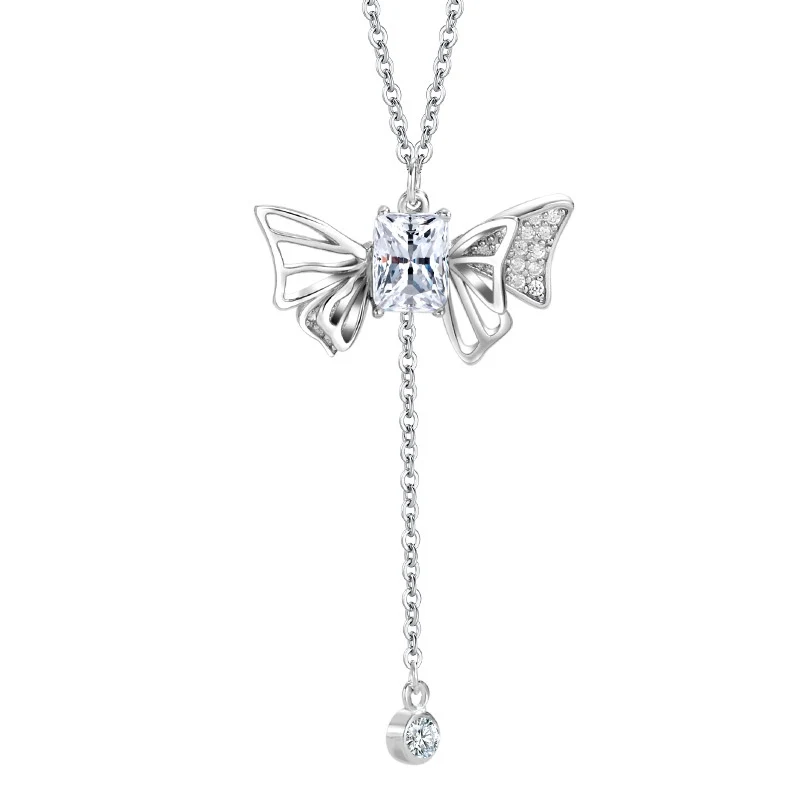 Collier papillon mobile en argent sterling 925 pour rendez-vous quotidiens, idéal pour filles, élégant et ajustable, cadeau parfait.