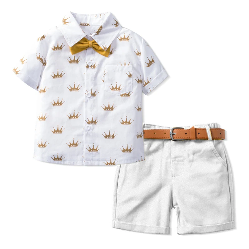 Conjuntos de Shorts com Mangas e Estampa de Coroa Roupa Infantil Confortável e Charmosa Ideal para Brincar e se Divertir Perfeita para o Dia a Dia