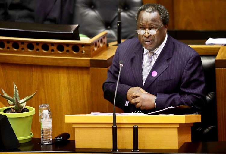 Finance minister Tito Mboweni during his medium-term budget speech in parliament, Cape Town, on October 28 2020.