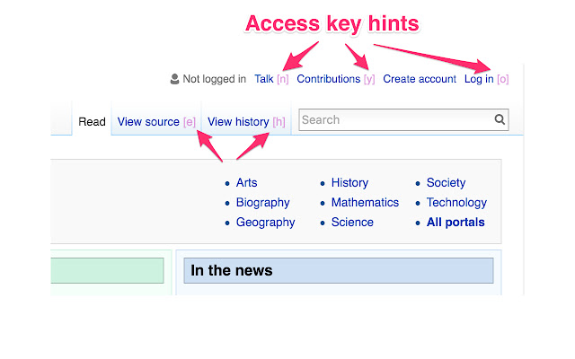 Display Access Keys chrome extension