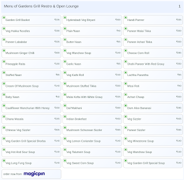 Gardens Grill Restro & Open Lounge menu 