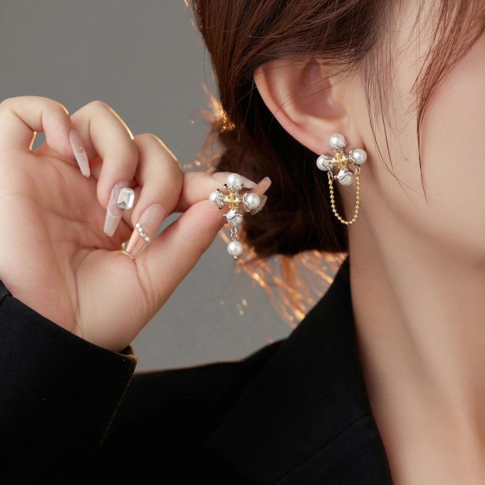 925 Sterling zilveren grote parel oorbellen dames retro stijl. Prachtige klassieke sieraden, ideaal als geschenk.