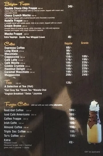 The Chocolate Room menu 