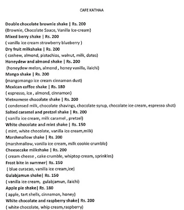 Cafe Kathaa menu 