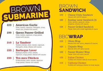 Brown Burger Co menu 