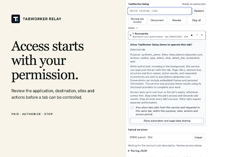 TabWorker Relay screenshot 1