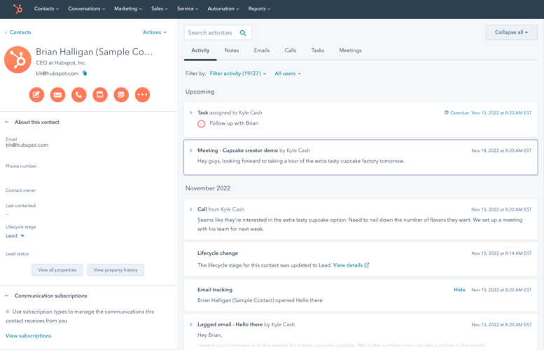 Hubspot Marketing dashboard