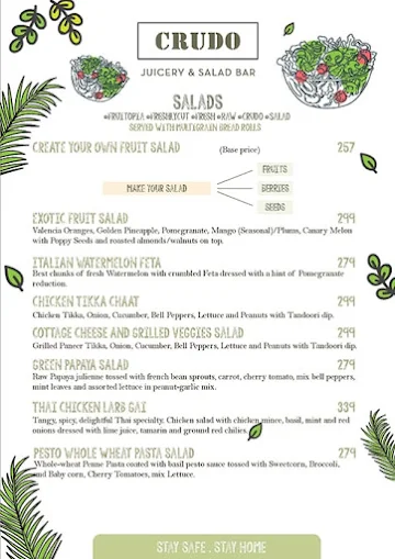 Crudo Juicery & Salad Bar menu 