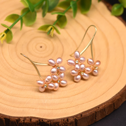 Title 3, Original Earrings Natural Freshwater Pearls Han...