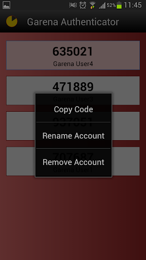 Screenshot Garena Authenticator