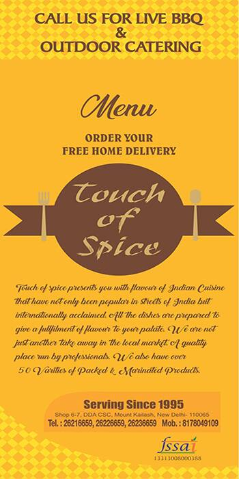 Touch Of Spice menu 