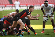 Jaden Hendrikse of the Sharks during the PRO14 Rainbow Cup SA match against the Lions at Ellis Park on June 5, 2021.