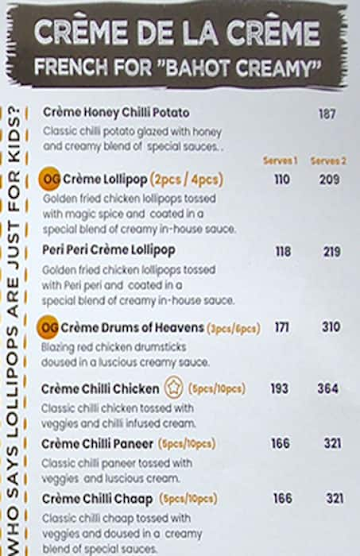 The Tummy Section menu 