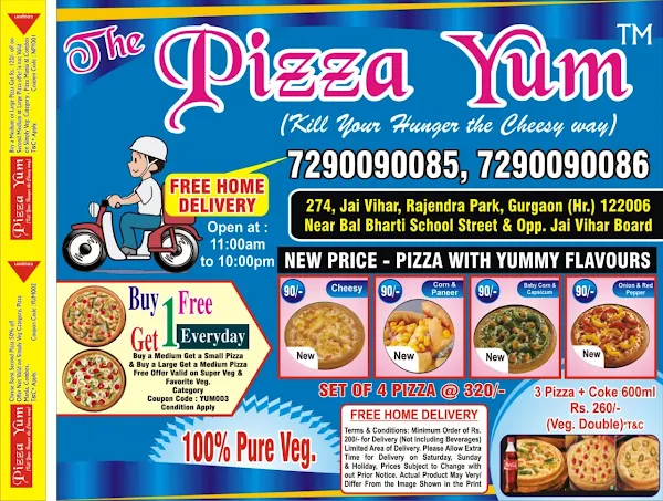 Pizza Yum menu 