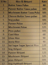 Sri Sai Sagar menu 1