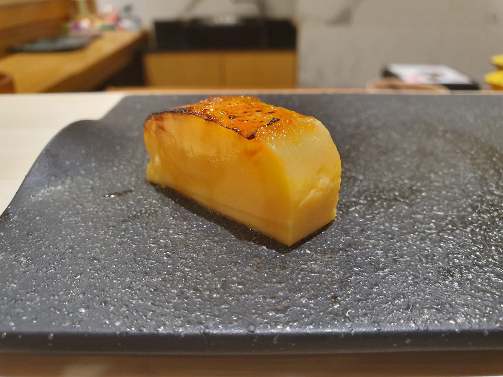 grilled custard and egg dessert at Misaki Nobu 