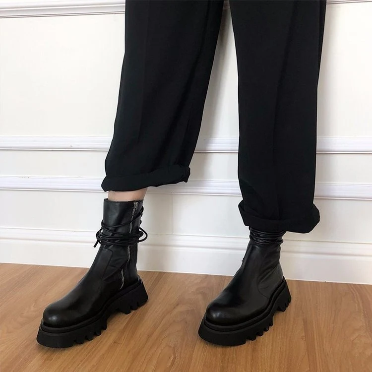 Title 3, Nieuwe Retro Enkelboots met zijrits, knappe zwa...
