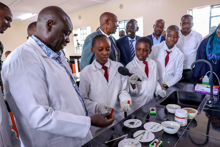 DP Rigathi Gachagua interacting with CBC learners in Kajiado on Wednesday, January 31, 2024.