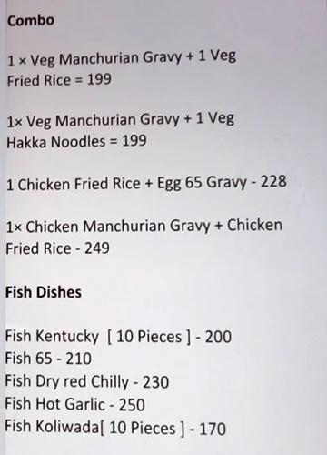 Spicy Chinese Fast Food menu 