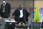 President Cyril Ramaphosa takes his seat at the presidential imbizo in Bloemfontein on April 9 2022.