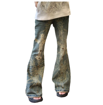 Title 6, Womens Washed Old Tattoo Slightly Flared Jeans...