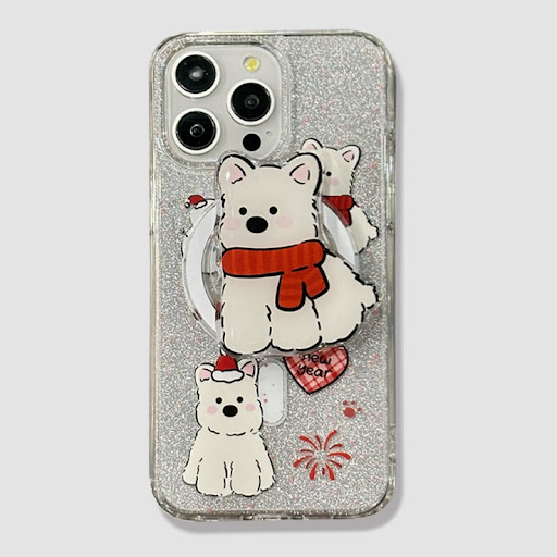 Title 2, Red Scarf Dog Magnetic Phone Case Cartoon Soft ...
