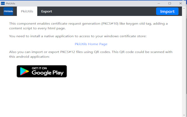 PkiUtils chrome extension