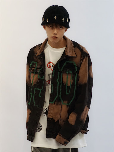 Title 1, Mens Letter Print Tie Dye Denim Jacket, Europe...